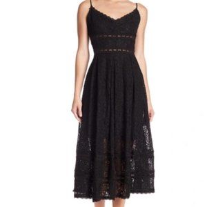 NSR Black Crochet Lace Midi Dress Size Large